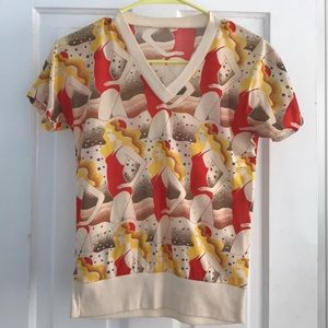 Vintage psychedelic bathing beauties print top